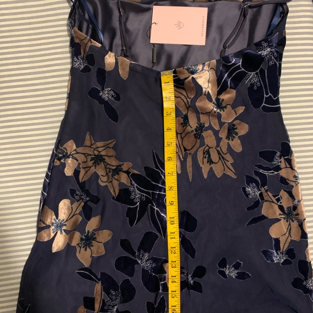 Hello Molly Ninety Kisses Blue Mocha Print Velvet Burnout Slip Mini Dress Size M - Picture 12 of 16